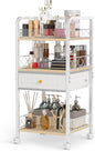 Makeup Organizer Rolling Cart with Drawer, Makeup Organizer on Wheels, Rolling Makeup Bathroom Storage Cart, Cosmetics Display for Nail Polish Makeup Brush
