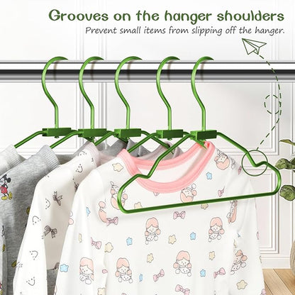 VWV Green Aluminum Hangers, 20 Pack Baby Hanger，12.6 Inch Children Baby Hangers, Sturdy Metal Children Clothes Hanger for Wardrobe, Space-Saving Toddler Hanger
