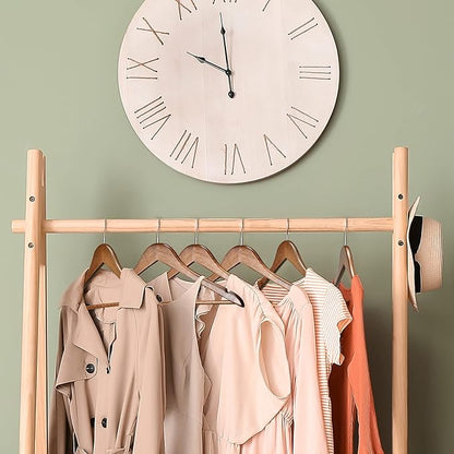 HOUSE DAY Wooden Hangers 10 Pack, Heavy Duty Wood Coat Hangers for Closet, Smooth Finish Wooden Suit Hanger with Non Slip Pants Bar, Sturdy Wood Clothes Hanger, Walnut