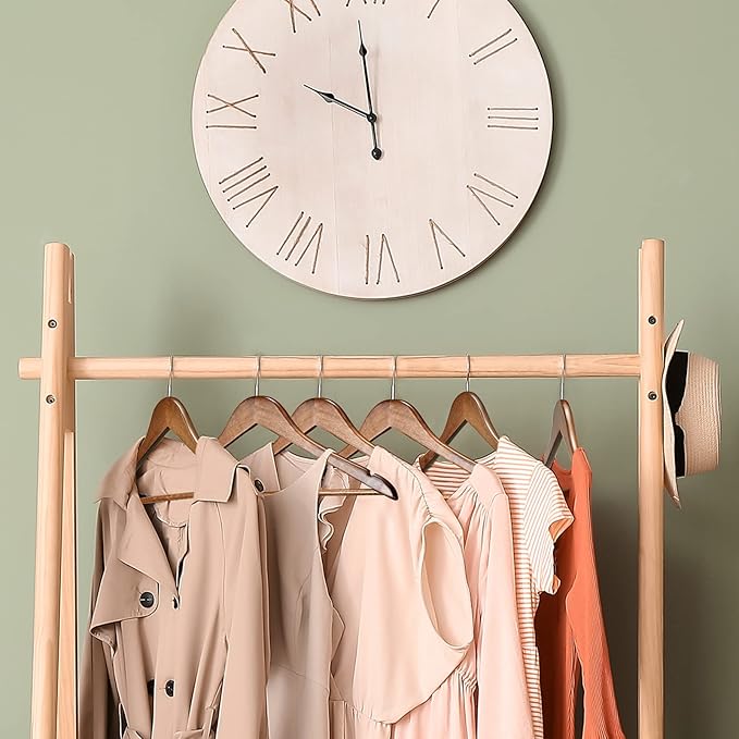 HOUSE DAY Bulk Wooden Hangers 50 Pack, Heavy Duty Wood Coat Hanger for Closet, Smooth Finish Wooden Suit Hanger with Non Slip Pants Bar, Sturdy Wood Clothes Hangers for Shirts, Walnut