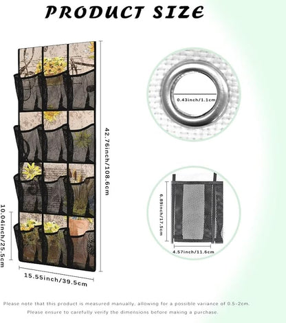 12 Large Pockets Hanging Storage Bag, Wall Storage Bag Over The Door Storage Pockets Fabric Wall Door Closet Hanging Storage Bag Organizer,Daisy