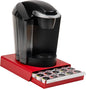 Mind Reader Single Serve Coffee Pod Drawer, 30 Pod Capacity, 5 Row Organizer with 2 Inch Dividers, Countertop Storage Base (Coffee Maker Not Included), Red