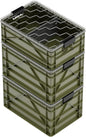 SIDIO CRATE Starter Pack - Two Full Size and One Half Size SidioCrate, Stackable Outdoor Organizer Storage Bins with Clear Lid and Dividers - Green