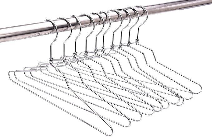 Quality Hangers Metal Hangers - Swivel Hook and Stainless Steel - Heavy Duty Wire Clothes Hangers - Available in 10 Pack - Hangers for Teens