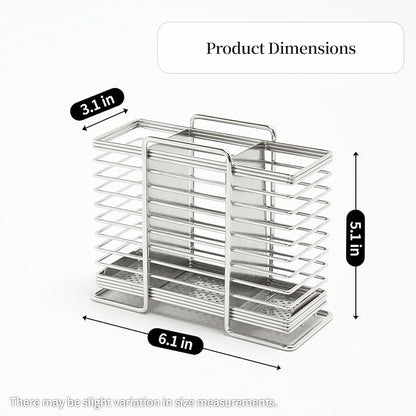 INEX Rectangular Cutlery Holder Caddy (Stainless Steel, 5.1" H x 6.1" W x 3.1" D (Stand-type))