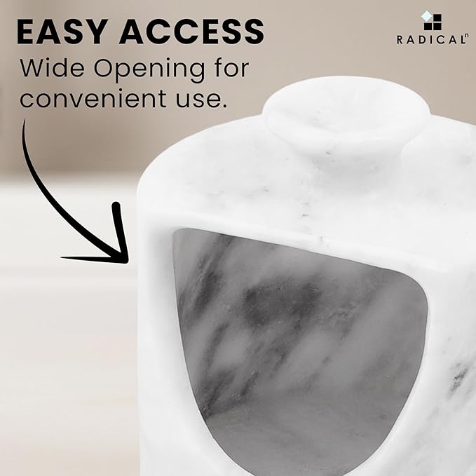 Radicaln Marble Salt Cellar 4.5" Inch White Handmade Salt Jar & Table Salt Storage For Kitchen Countertop, Ideal Pig Salt Container, Salts Dish & Sugar Bowl For Table