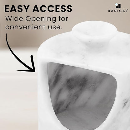 Radicaln Marble Salt Cellar 4.5" Inch White Handmade Salt Jar & Table Salt Storage For Kitchen Countertop, Ideal Pig Salt Container, Salts Dish & Sugar Bowl For Table