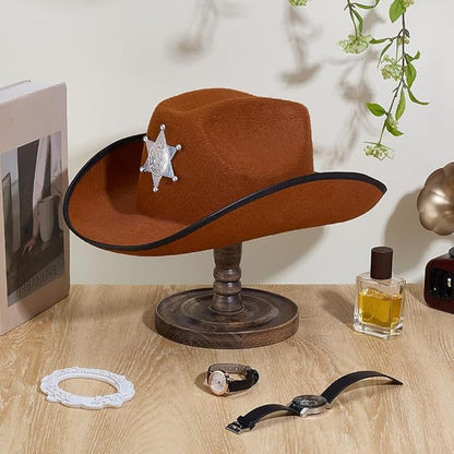 PH PandaHall Wood Hat Stand Tabletop Cap Display Wig Holder Cowboy Hat Holder Dome Shape Cap Rack Vintage Display Stand for Retail Vendors Store Baseball Caps Showcase 6.5x8.7 Inch