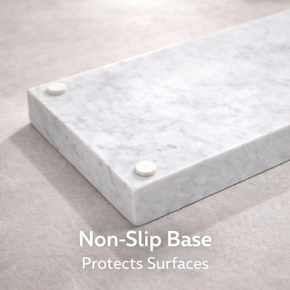 Natural White Marble Tray for Bathroom | Kitchen | Vanity | Desktop, Stone Organizer for Coffee Table, Dresser, Nightstand, Candles, Soap, Towel, Plant, Jewelry (10" x 6"), Rectangular