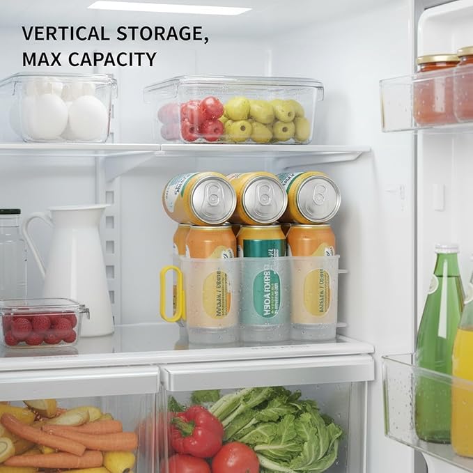 Stacking Can Dispenser, Vertical Soda Organizer Rack for Fridge & Pantry, Slim PP Plastic Storage