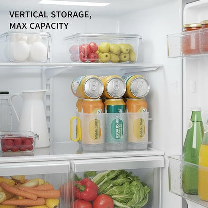 Stacking Can Dispenser, Vertical Soda Organizer Rack for Fridge & Pantry, Slim PP Plastic Storage