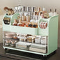 Makeup Organizer with Drawers for Vanity,Bathroom Countertop Organizer with Brushes Holder,Skincare Storage Organizer for Lipsticks,Nail Polishes, Perfumes,Eyeshadow Palettes (Green)