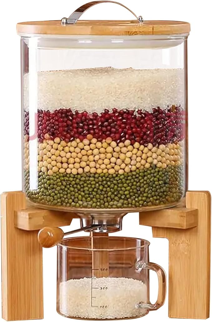 5L/8L Glass Countertop Rice Dispenser, Rice Storage Container with Airtight Lid and Glass Measuring Cup for Kitchen Dining Organization and Pantry Store(Color:7.5L)