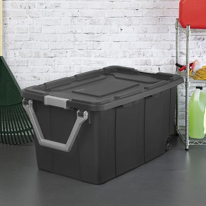 Extra Large Storage Bin, 40 Gallon Wheeled Plastic Storage Container with Handle,Pack of 2 (Gray)