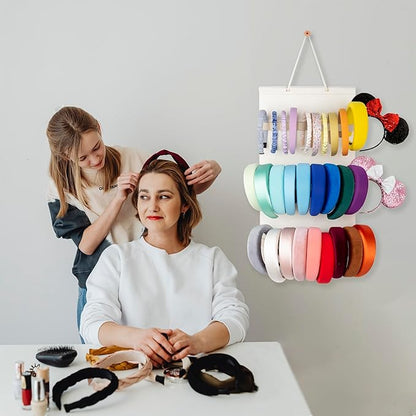 Hanging Headband Holder For Girls,Felt Headband Organizer Headband Storage Holder Organizer For Headband (Without Headbands) (Cream)