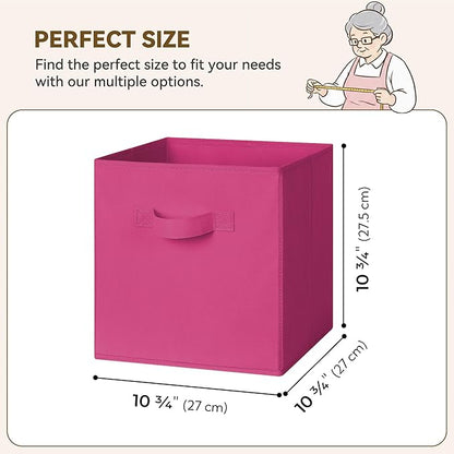 GRANNY SAYS 11 Inch Cube Storage Bins, Cube Storage Organizer, Fabric Storage Bins, Storage Cubes for Shelves, Closet, Toy Storage Bins for Kids Room, Play Room, Rose Red, 6-Pack