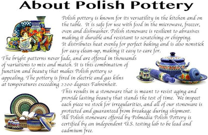 Polmedia Polish Pottery Salt Cellar, Salt Pig, Sponge Holder, Whale - Winter Sparrow Pattern Handmade in Boleslawiec Poland by Ceramika Artystyczna + Certificate of Authenticity