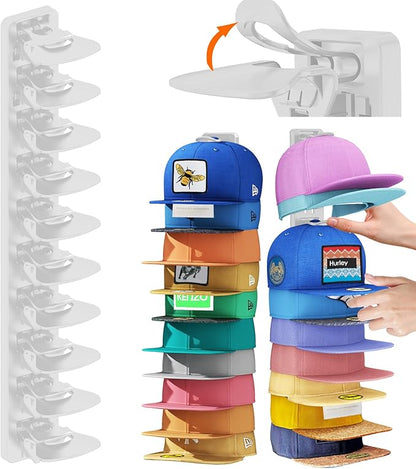 AXU 2 Pack Hat Organizer for Baseball Caps, Hat Rack for Wall (White)