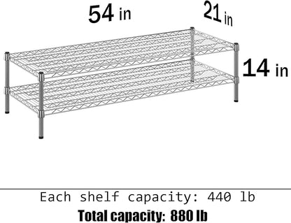 21" Deep x 54" Wide x 14" Height Wire Shelving Kit | 2-Tier | NSF Commercial Storage Rack Unit