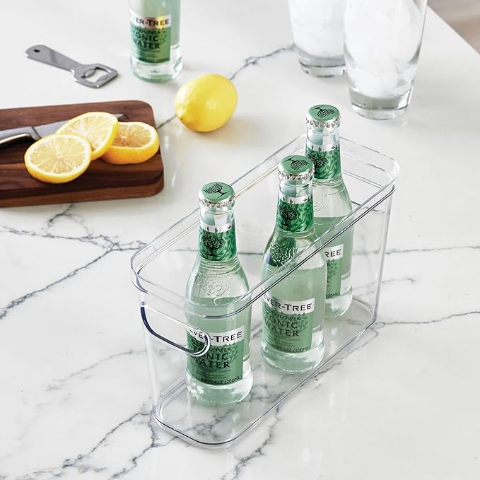 iDesign Plastic Pantry Bin for Kitchen Organizing - Storage Bin with Handles - Set of 4 - Clear