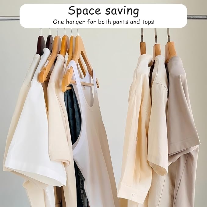 Urby Extra Wide Hangers for Plus Size Clothes, Ganchos para Colgar Ropa,19 Inch Plus Size Hangers Ideal for XL, XXL Shirts, Coats, Dresses, Etc. Wood. Walnut 20pk