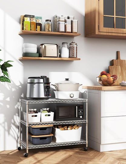 YSSOA 3-Tier Heavy Duty Storage Shelves 750Lb Capacity, 24.02" D x 13.78" W x 21.97" H Shelving Unit for Pantry, Garage, Laundry and Kitchen, Chrome, 2 Pack