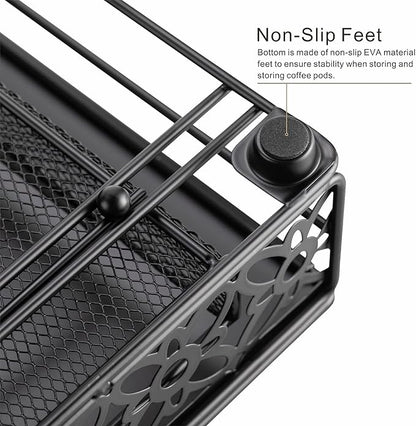 FlagShip K Cup Drawer Holder for Keurig Pods K Cup Storage Organizer Drawer Save Space Countertop Kitchen (42 Pods) - Cast Iron with Powder Black Finish