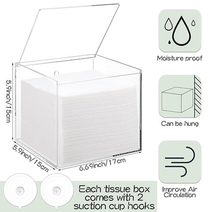Yalikop Wall Mounted Disposable Facial Towel Storage Box Holder, Clear Acrylic Box for Clean Towels XL (Not Included), Disposable Face Towelettes Organization Container for Bathroom Cleansing Dry Wipe