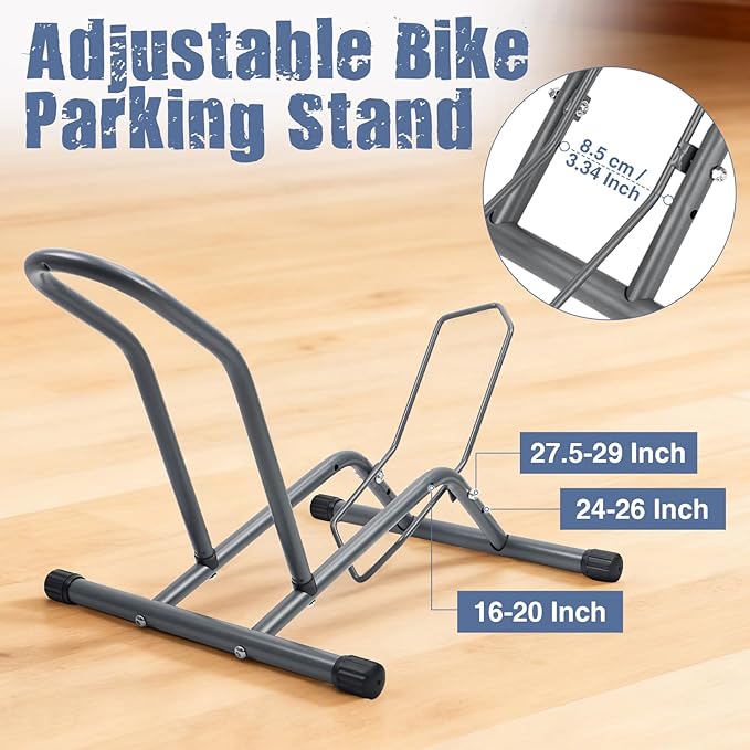 Bike Floor Stand for Mountain MTB & Road Bicycles 23c-4.0 inch Wide Tire 20-29 inch Tire Indoor Outdoor Bike Rack Bicycle Floor Stand (Gray(2 Pack))