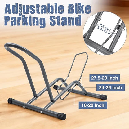Bike Floor Stand for Mountain MTB & Road Bicycles 23c-4.0 inch Wide Tire 20-29 inch Tire Indoor Outdoor Bike Rack Bicycle Floor Stand (Gray(2 Pack))