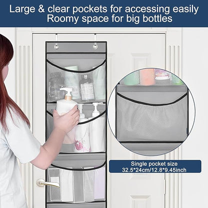 4Pcs Stuffed Animal Door Storage Organizer Stuffed Animal Storage Door Hanging Net Stretchy Multifunctional Over the Door Toy Organizer 5 Elastic Mesh Pockets Organizer for Toy