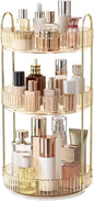 360° Rotating Makeup Organizer, Large Capacity Skincare Organizer, 3 Tier Cosmetic Skin Care Perfume Dresser Organizer, Fits Cosmetics, Perfume, Skin Care, Lipstick