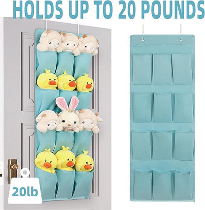 Over the Door Shoe Organizer, Hanging Shoe Rack Storage Holder with 12 Large Pockets for Closet Door, Men Women Kids Shoes, Cruise(Light blue