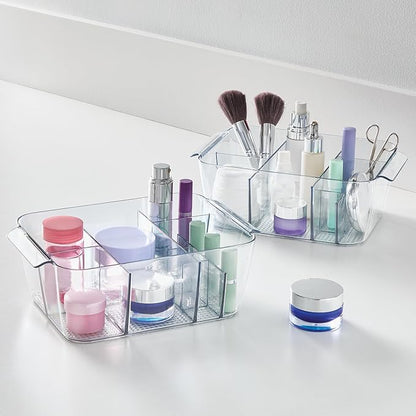iDesign Makeup Organizer for Countertop - Storage for Cosmetics and Toiletries, Set of 2, Clear, Made in USA