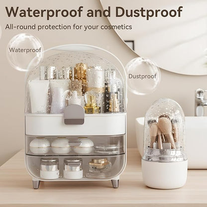 Makeup Organizer Countertop, Skincare Bathroom Counter Organizer, Storage Box Cosmetic Display Cases, Teen Girl Gifts Trendy Stuff Make up Organizers for Vanity, Dresser (Sliver)