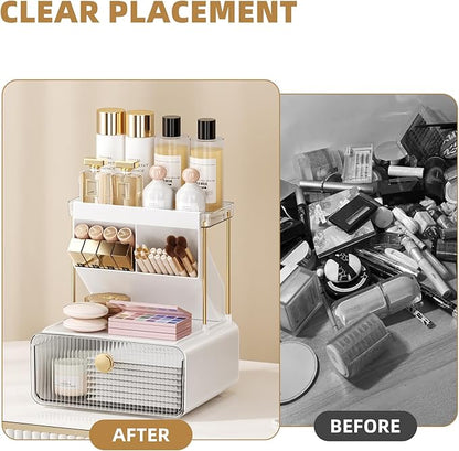 3-Tier Bathroom Makeup Organizers and Storage, Makeup Vanity Organizer, Bathroom Countertop Organizer, Dorm Room Essentials，Makeup Brush Holder, Desk, Perfume, Office, Jewelry and Skincare Organizers