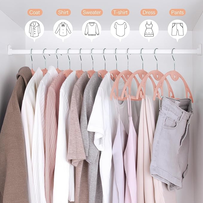 Velvet Hangers 30 Pack: Felt Clothes Hangers Heavy Duty Shirt Sweater Hangers No Shoulder Bump Non Slip Slim Thin Coat Hangers for Closet - Pink/18 XL