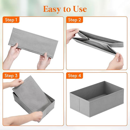 Lifewit Drawer Organizer Clothes for Closet 24 Pack, 3 Sizes Underwear Wardrobe Drawer Dividers, Fabric Foldable Dresser Storage Organizer Bins for Sock, Bra, Lingerie, Undies, Grey