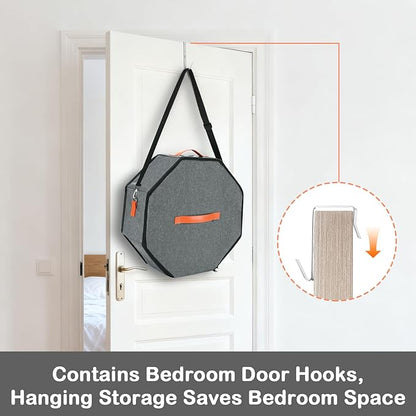 VZZNN 4 Pack Hat Storage Boxes, with Hardboard Support, Cowboy Hat Box for Travel & Home Organization, with 4 Door Hooks for Women & Men(Grey)