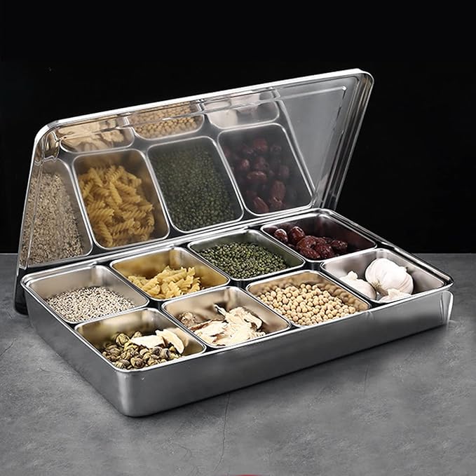 Seasoning Jar Spice Box, Spice Jar With 8 Compartments, Seasoning Box Condiment Storage Containers for Seasoning, Snacks, Flour, Dry Goods