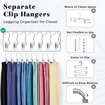 HOUSE DAY Legging and Yoga Pants Hangers with Clips 40 Pack, Closet Organizer Clips, Space Saving Hanging Clips for Hat, Bag, and Home Storage - Ivory