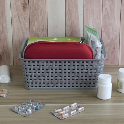Grey Plastic Storage Basket, 10.03" x 7.67" x 4.05", 6 Packs