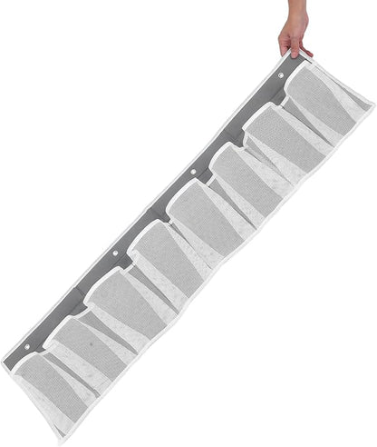 Kichvoe Rv Bedside Shoe Organizer 8-grid Hanging Storage Pocket Breathable Mesh Bag with Hooks for Camper and Home Use Gray