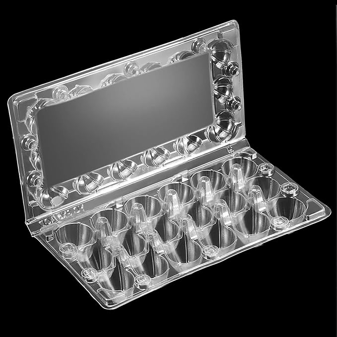 JAPCHET 100 Pack Stackable Plastic Egg Cartons - Reusable, Cheap Bulk, 18 Grid, Quail Egg Container