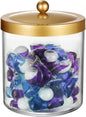 Amolliar 50 Oz Apothecary Jar - Clear Container with Stainless Steel Lid, Plastic Jar for Laundry Room Organization & Pods Storage, Bathroom Vanity Organizer, Kitchen Countertop Cantainer (Gold)