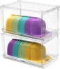 SCAVATA 2 Pack Large Hat Organizer Box, Stackable Clear Baseball Caps Holder Box Containers with Sliding Door for Hats Snapback Cap Storag, Hat Rack Display Case, Holds 20 Hats Each -Clear