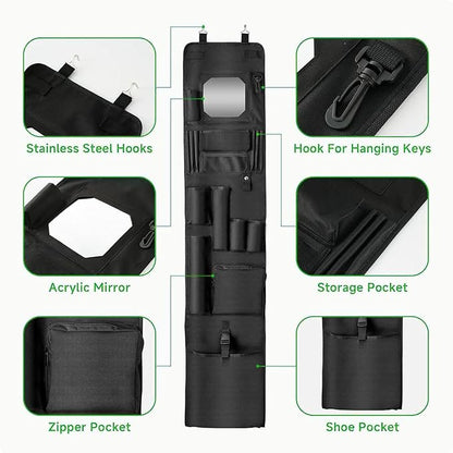 Organizer, Closet Hanging Bag, Lightweight,with Acrylic Soft Mirror Multi Pockets for Garage Office