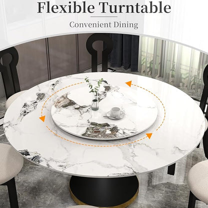 19.69" Lazy Susan for Table Top Sintered Stone Rotating Serving Tray for Dining Table, Kitchen Lazy Susan Organizer Spinning Rotating Food Server Party Centerpieces
