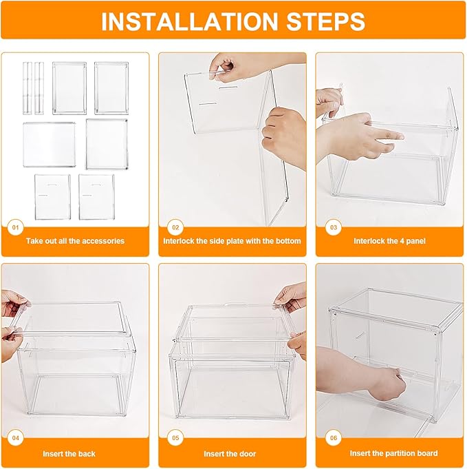 Acrylic Display Case for Collectibles Clear Display Box for Figures with Magnetic Door, Stackable Design, Dustproof, Miniature Display Shelf for Action Figures,Display Box Display Case(1PCS)