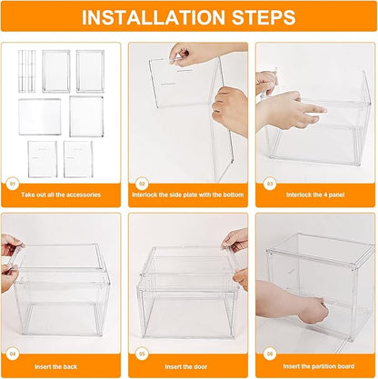 Acrylic Display Case for Collectibles Clear Display Box for Figures with Magnetic Door, Stackable Design, Dustproof, Miniature Display Shelf for Action Figures,Display Box Display Case(1PCS)